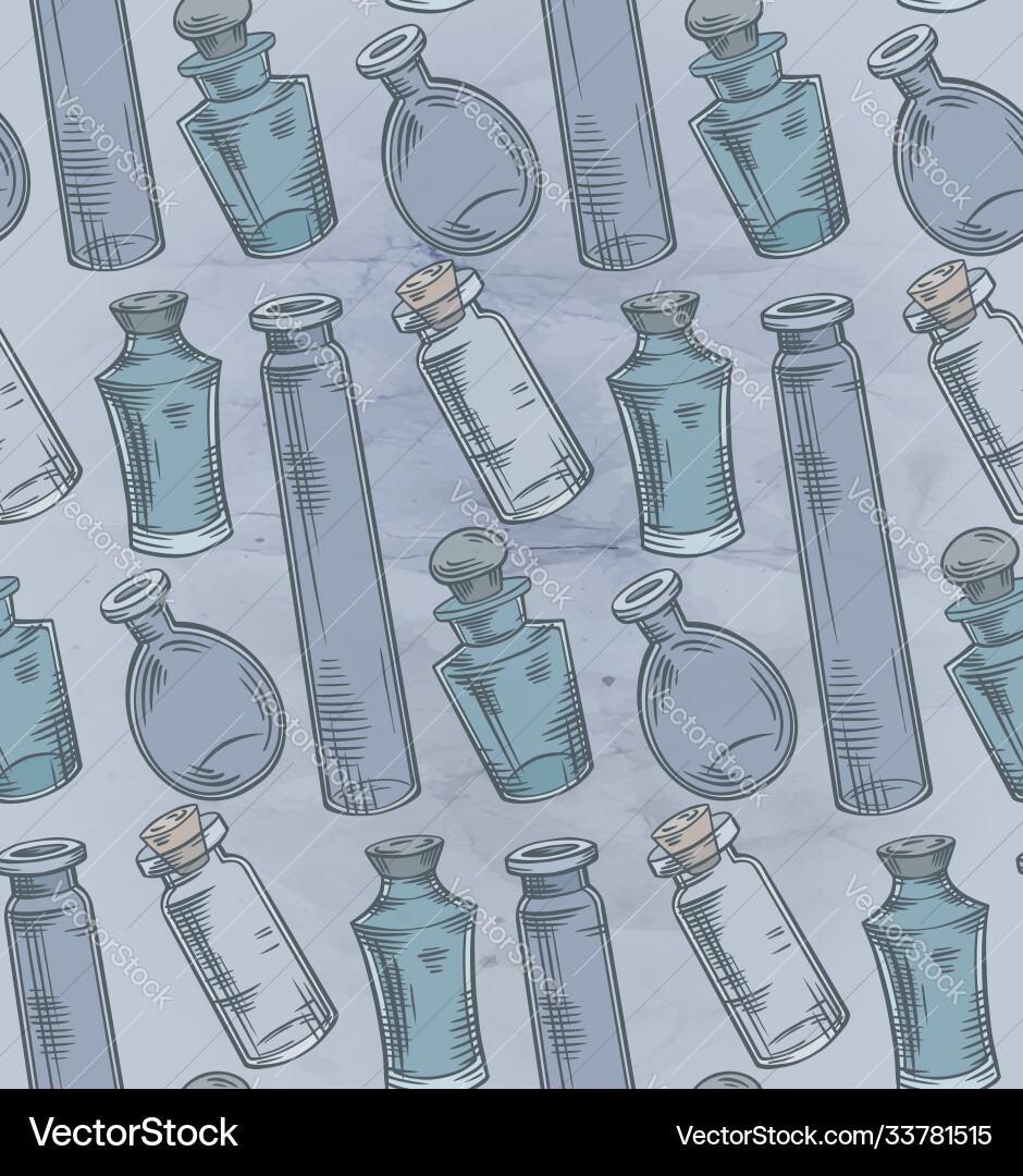 Seamless texture with colorful sketch bottles Seamless texture with colorful sketch bottles vector image