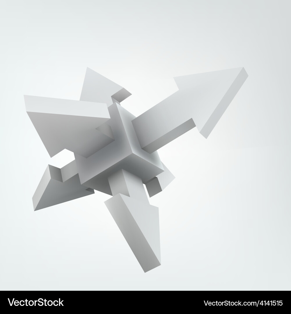 Three Dimensional Cube with Arrows vector image