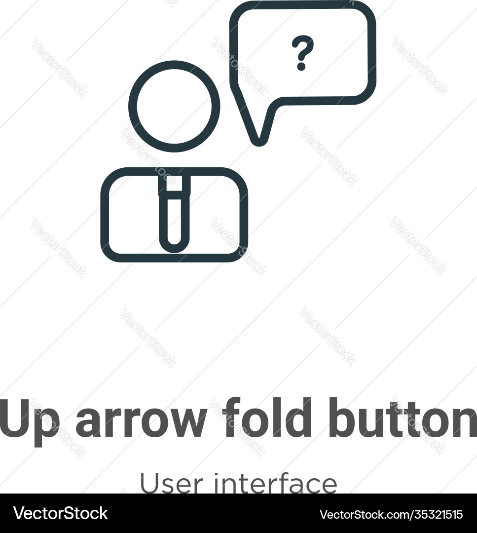 Up arrow fold button outline icon thin line black Vector Image