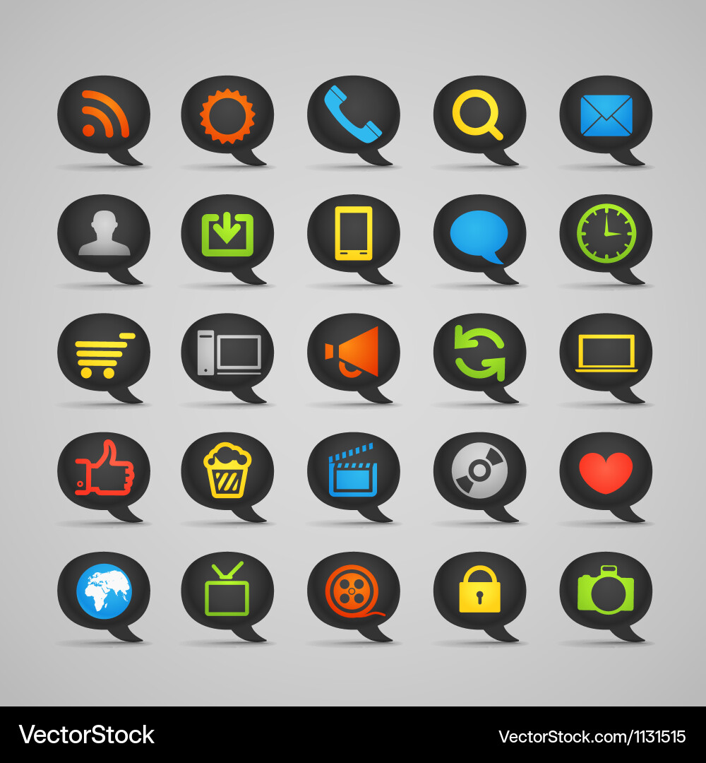 Web icons on speech clouds Vector Image