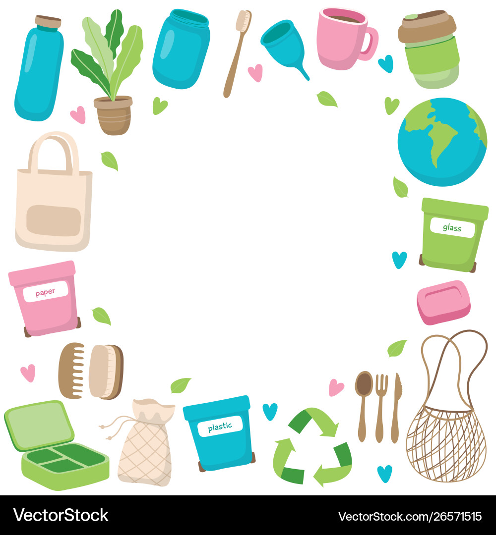 Zero waste concept with different Zero waste concept with different vector image