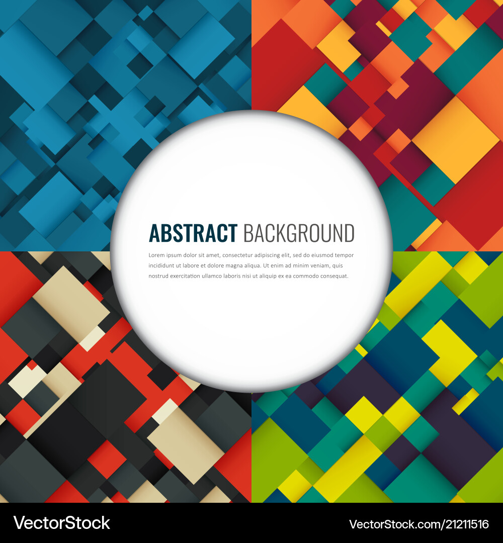 Abstract background set with colorful squares Vector Image