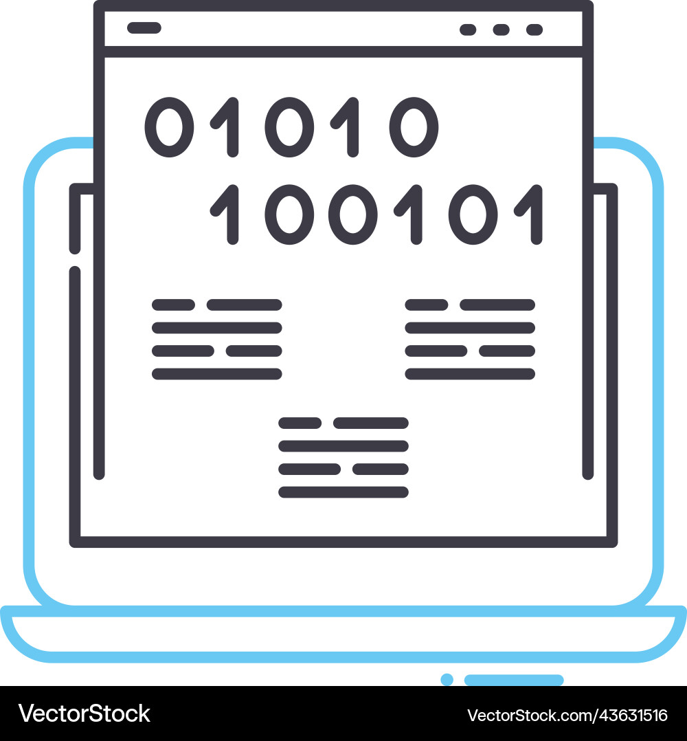 Binary code line icon outline symbol Binary code line icon outline symbol vector image