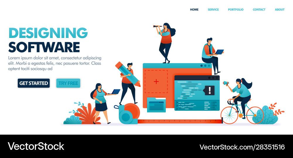 Designing mobile apps and desktop software Designing mobile apps and desktop software vector image