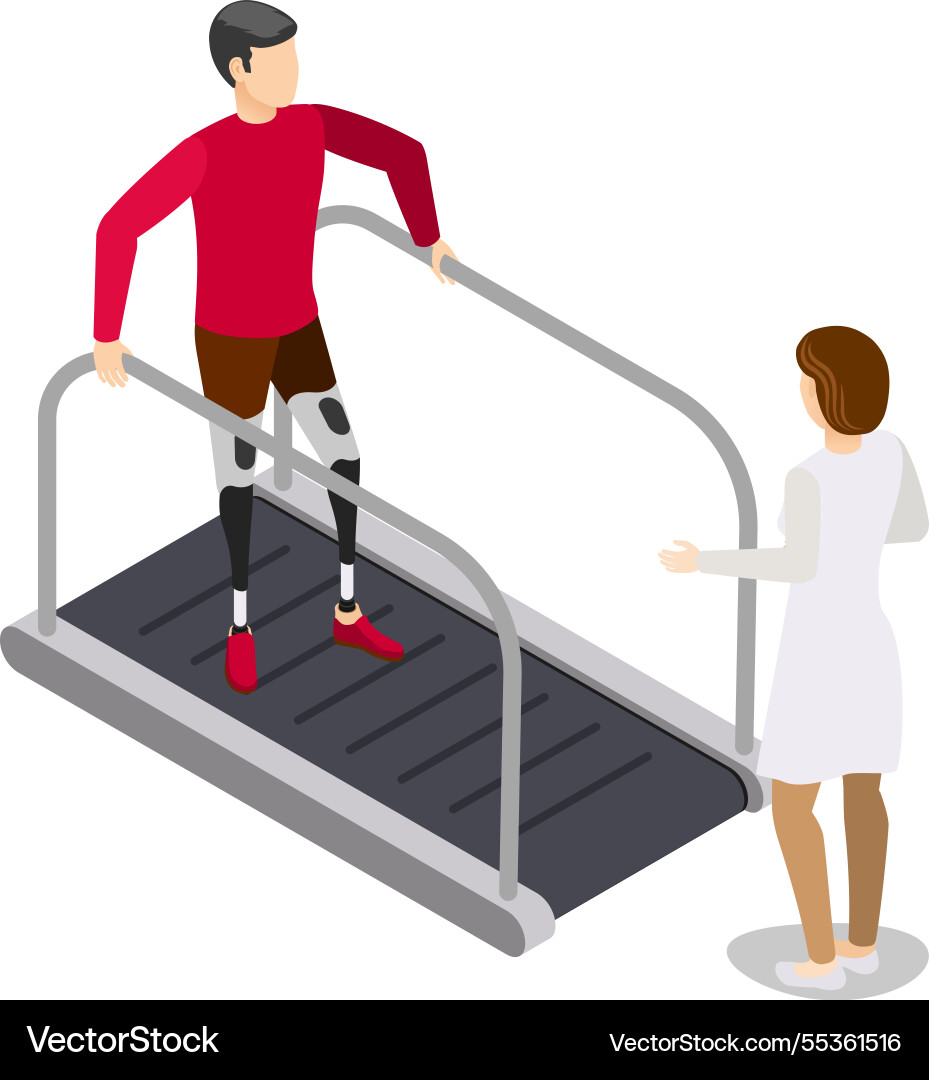Doctor assisting a patient with prosthetic legs Doctor assisting a patient with prosthetic legs vector image