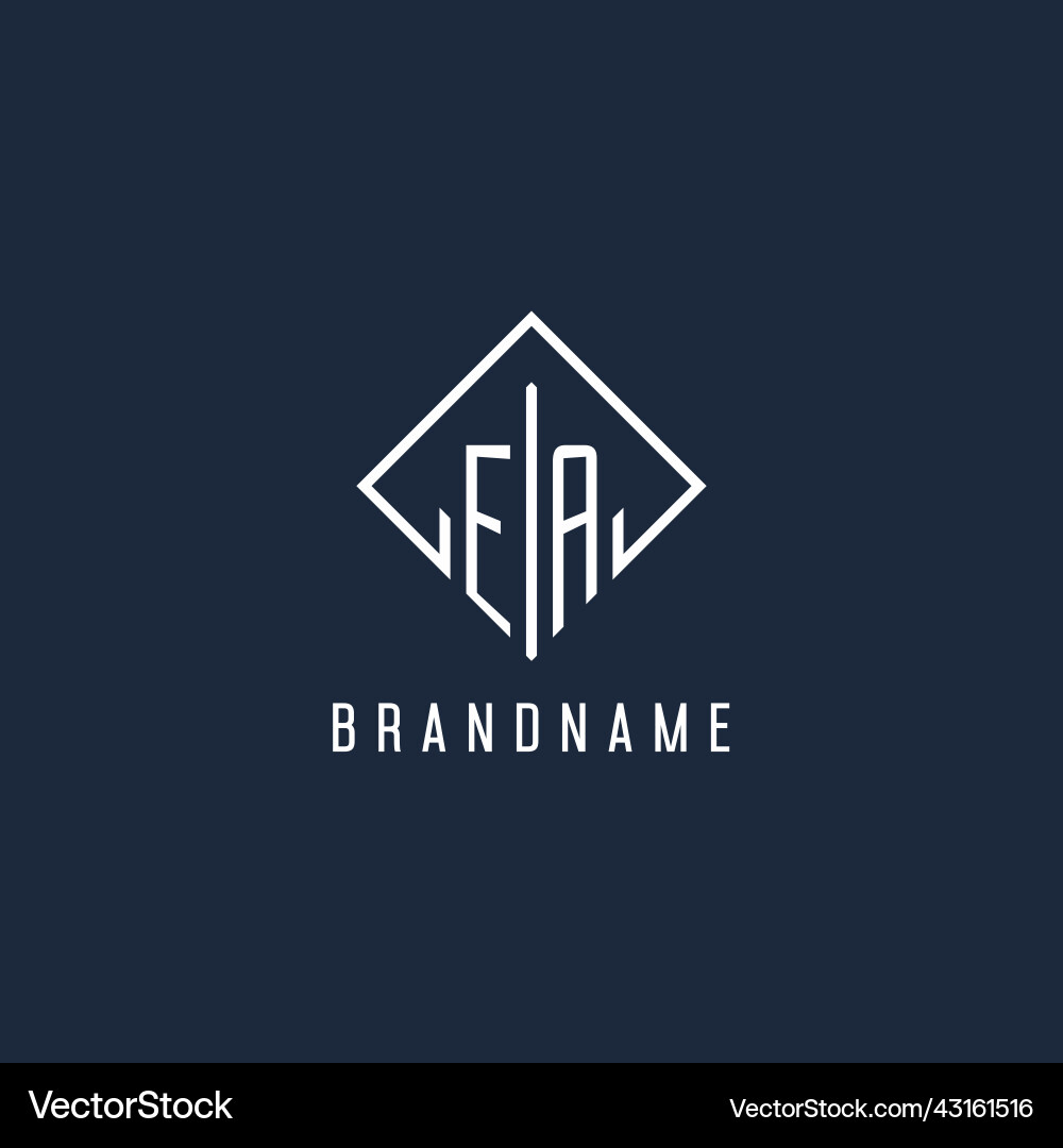 Ea initial logo with luxury rectangle style design Vector Image