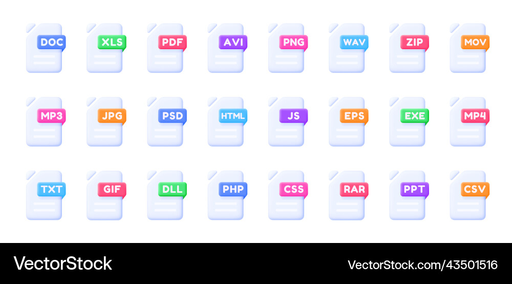 Files set in 3d style design vector image