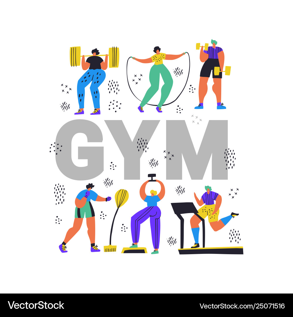 Fitness club gym flat color word concept banner Fitness club gym flat color word concept banner vector image