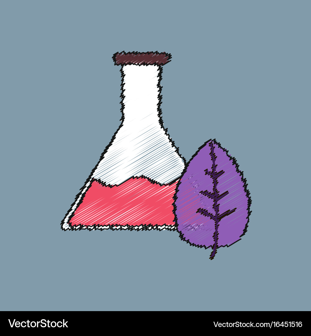Flat shading style icon lab flask with leaf vector image