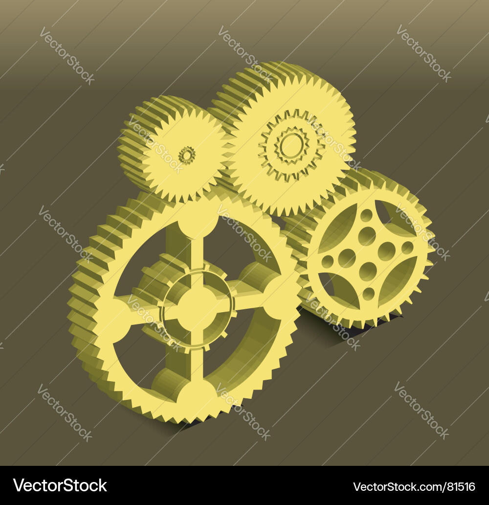 Interconnected Gears Vector Image