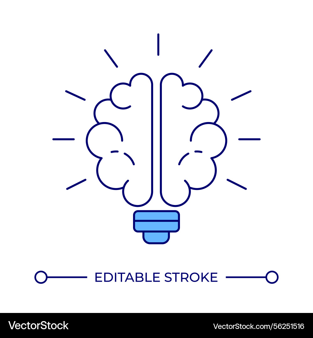 Lightbulb with brain line color icon Vector Image