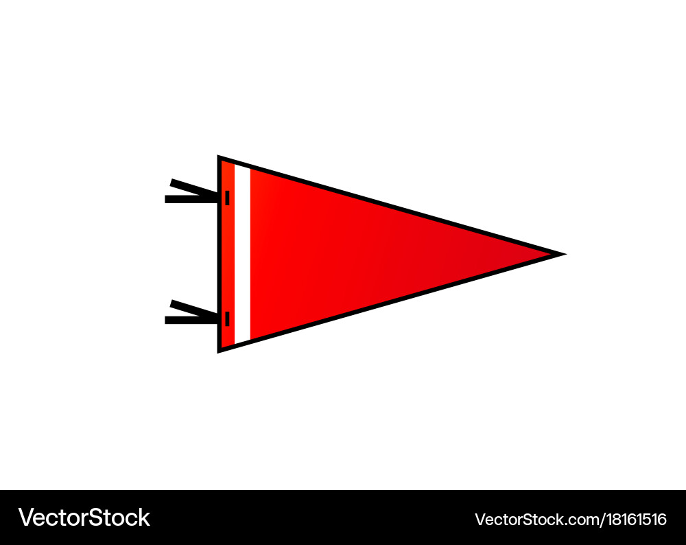Red Pennant on White Vector Image