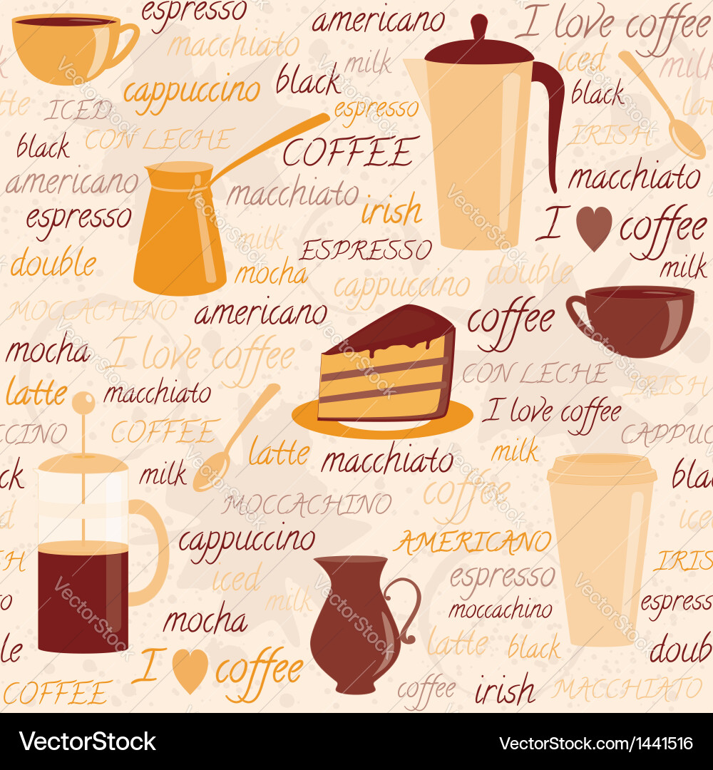 Seamless pattern with coffee related elements vector image