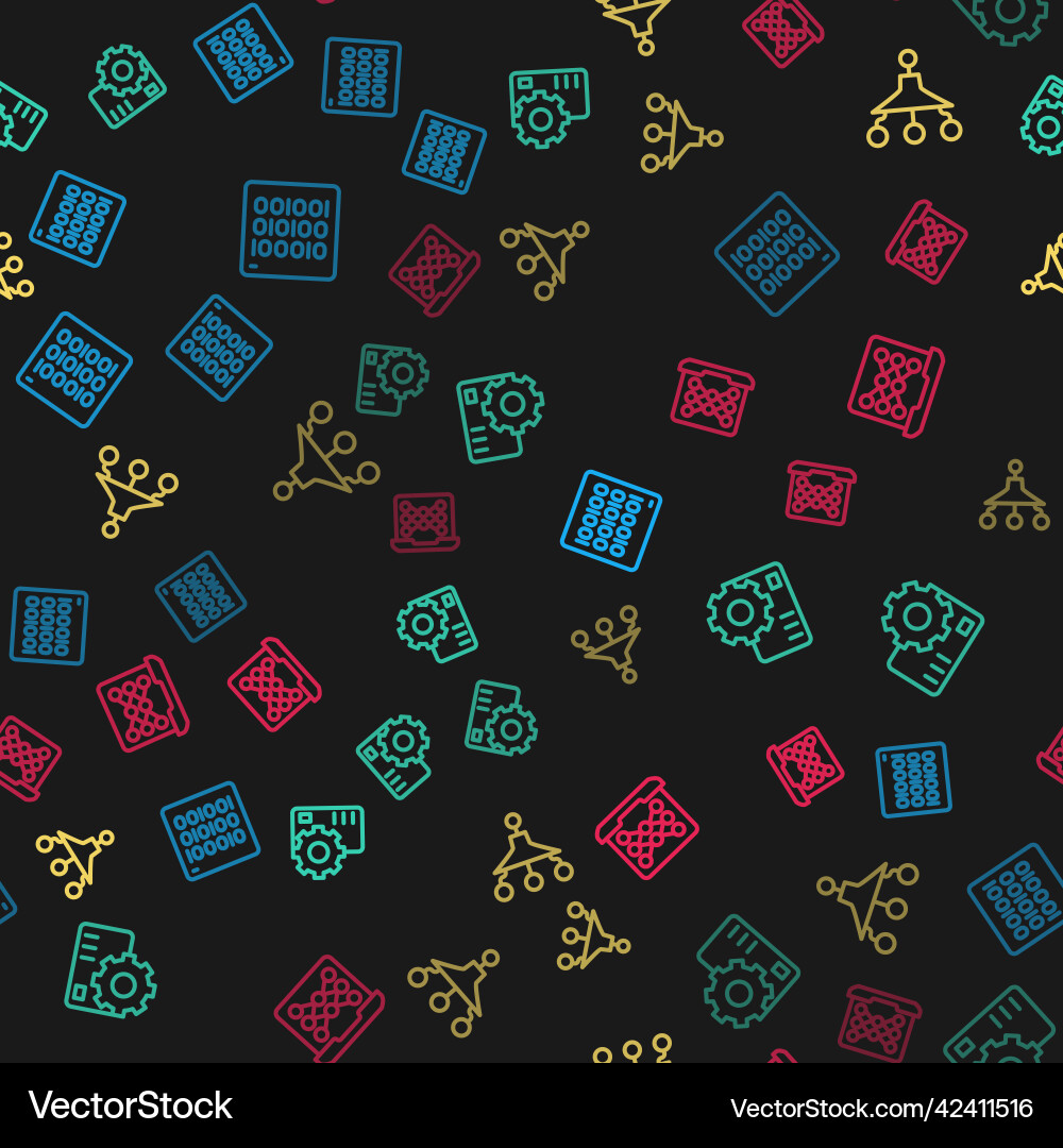 Set line binary code neural network funnel Set line binary code neural network funnel vector image