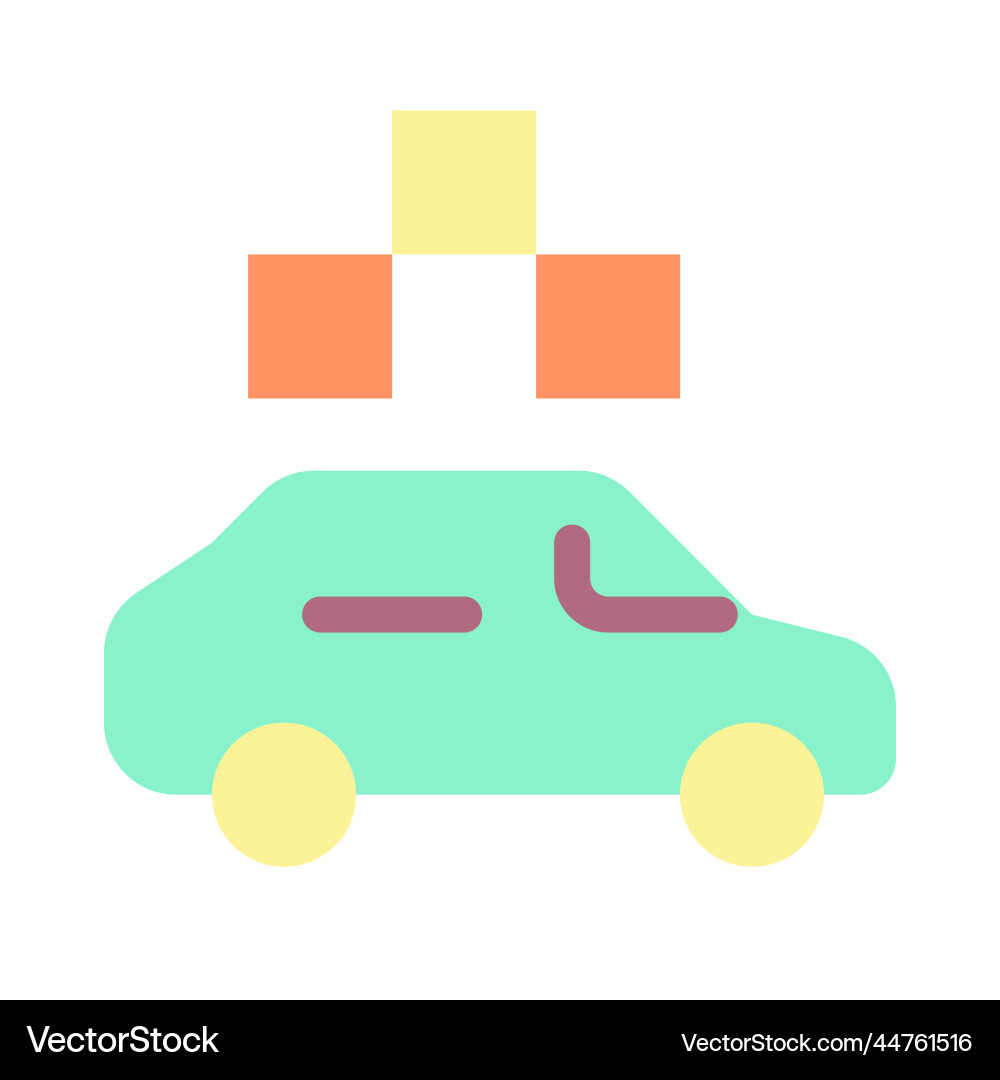 Taxi with checker flat color ui icon Taxi with checker flat color ui icon vector image