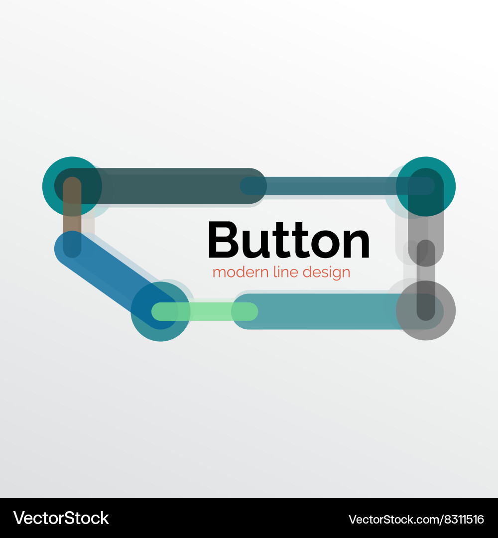 Thin line design geometric button flat vector image