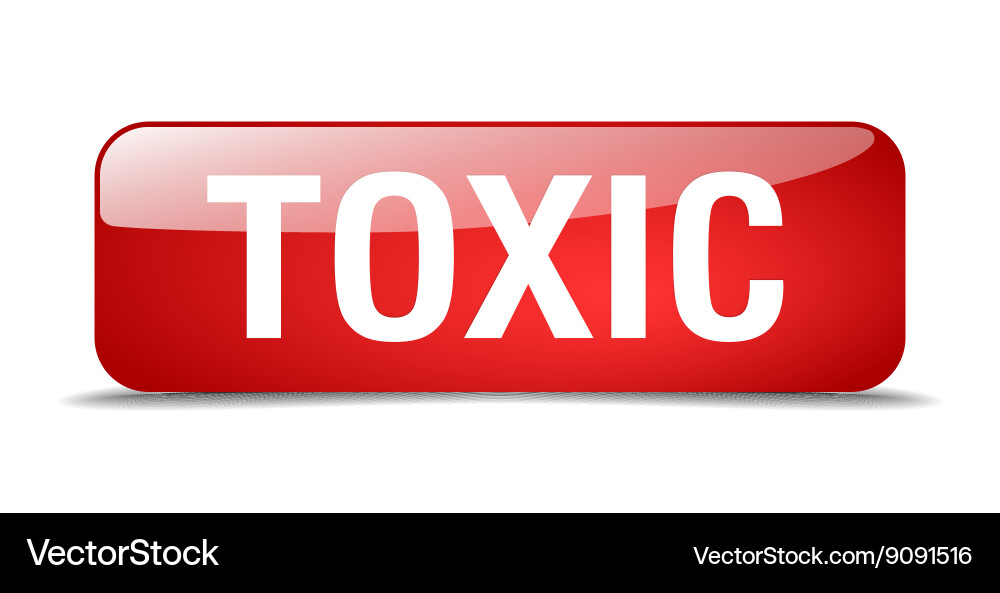 Toxic red square 3d realistic isolated web button vector image
