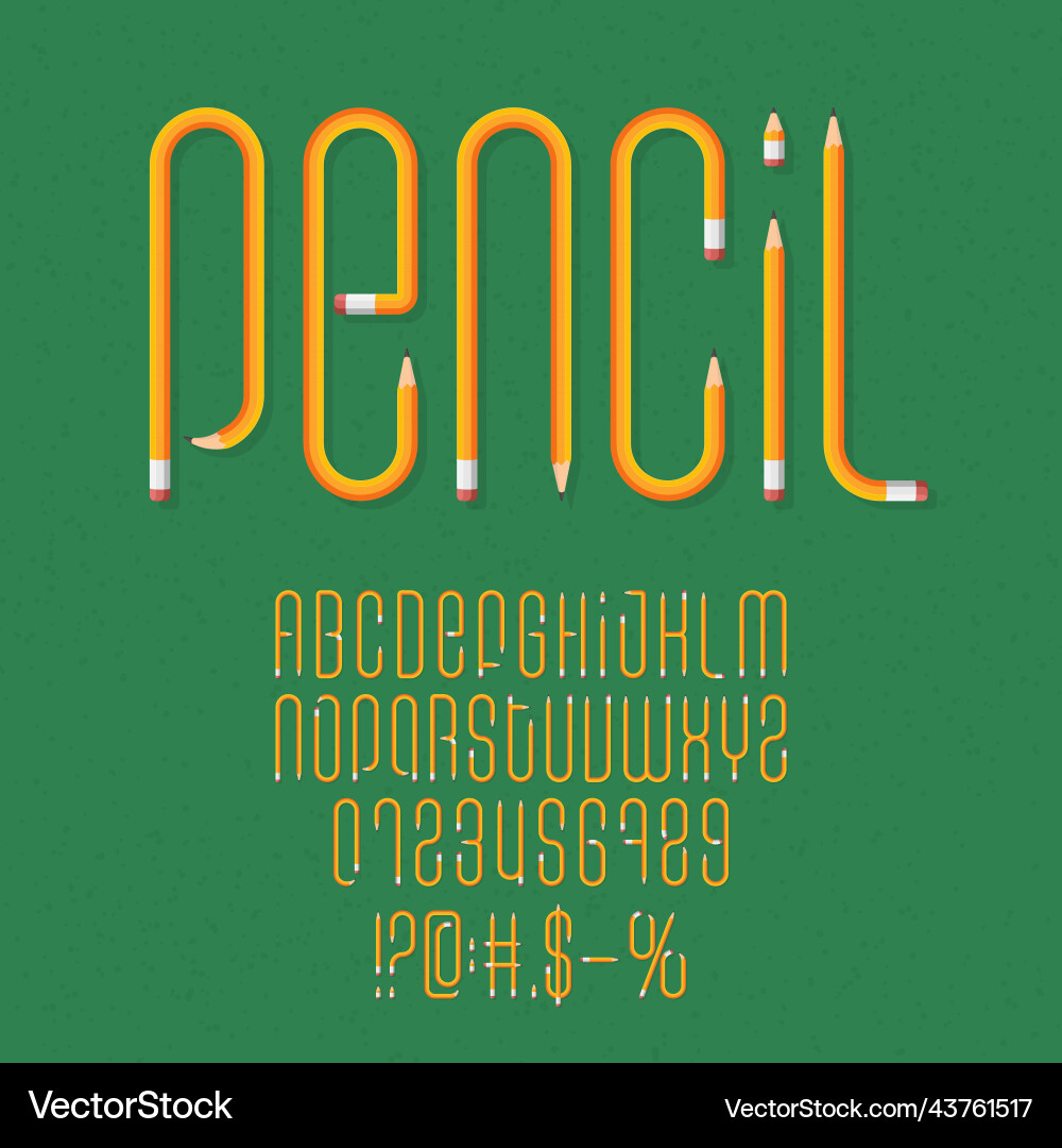 Alphabet font with numbers and symbols formed Alphabet font with numbers and symbols formed vector image