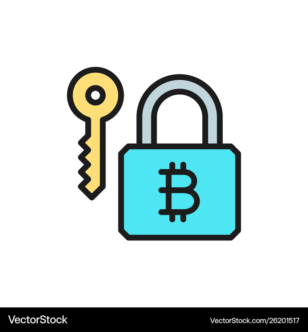 Bitcoin lock with key cryptocurrency blockchain Bitcoin lock with key cryptocurrency blockchain vector image