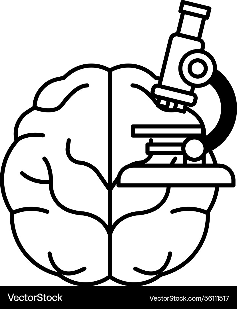 Brain with a microscope Brain with a microscope vector image