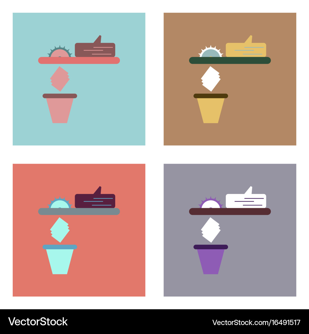 Flat icon design collection paper and trash Vector Image