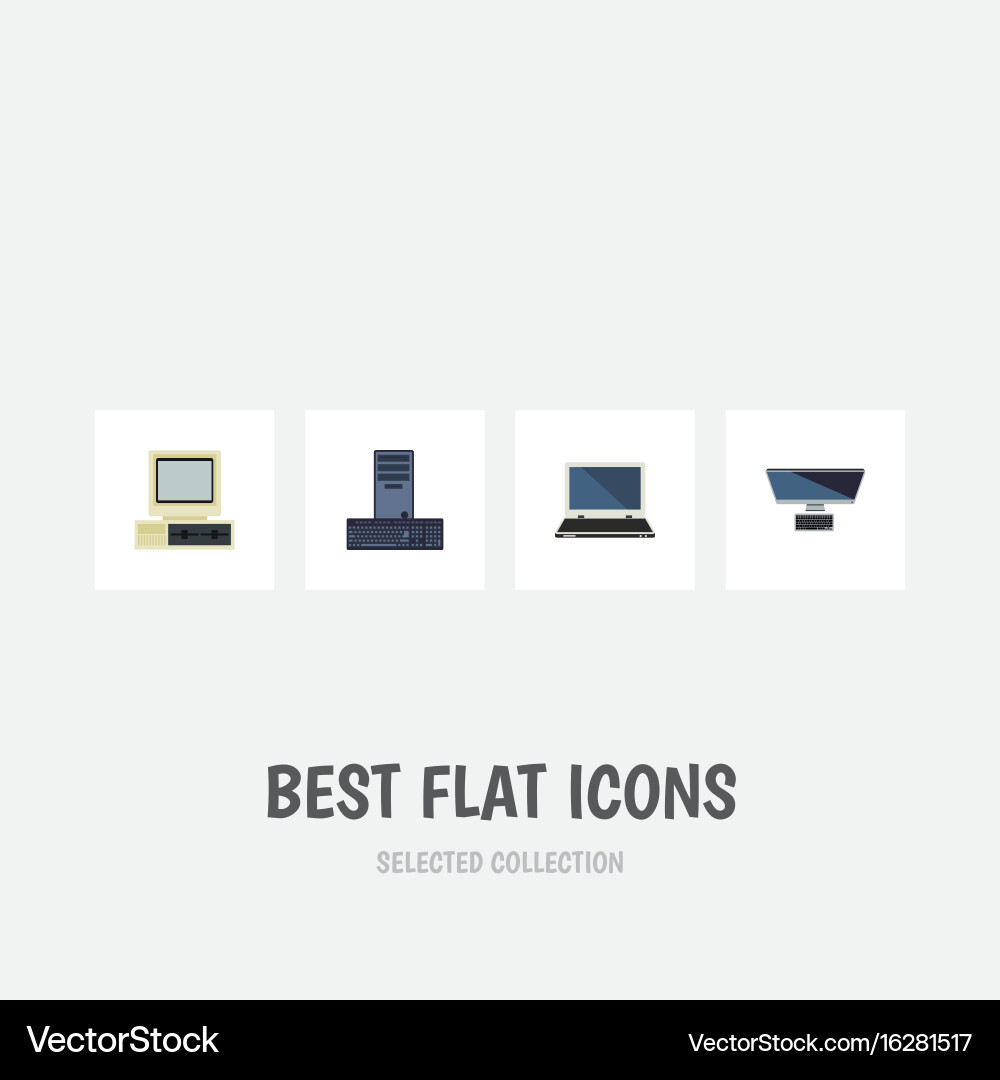 Flat icon laptop set of notebook computer vector image