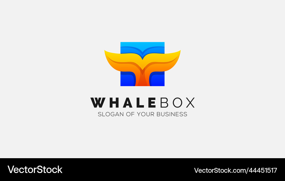 Gradient cube box hexagon with whale tail fish log Vector Image