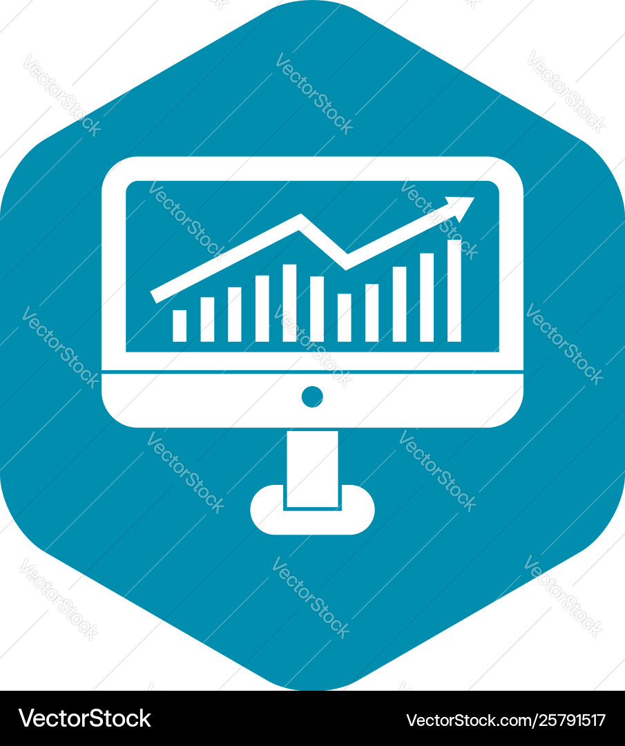 Growth graph on computer monitor icon Growth graph on computer monitor icon vector image