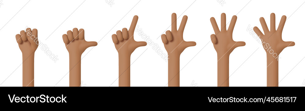 Hands set realistic 3d design in cartoon style Hands set realistic 3d design in cartoon style vector image
