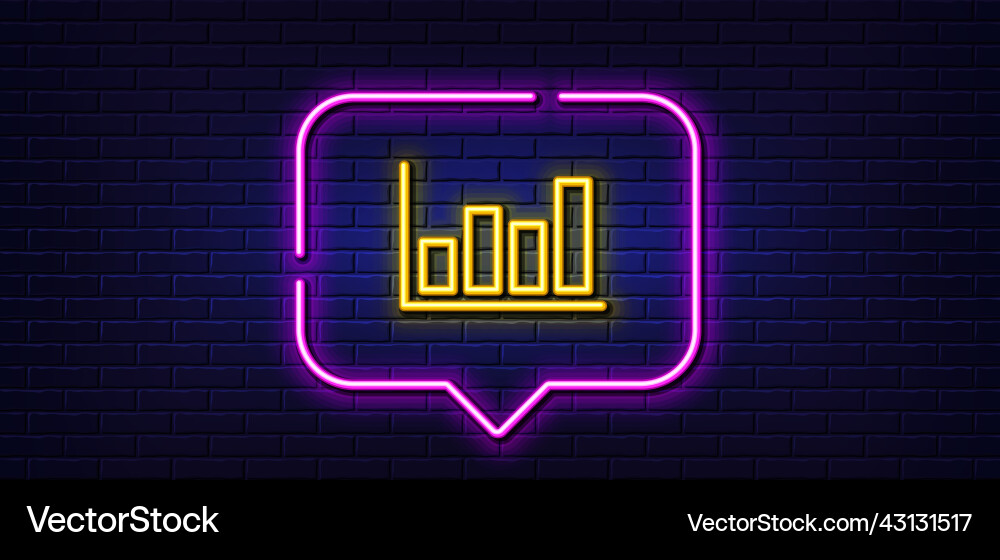 Histogram chart line icon financial graph neon Histogram chart line icon financial graph neon Vector Image