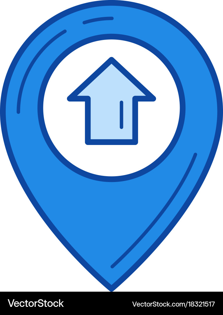 Map pointer with house inside line icon Vector Image
