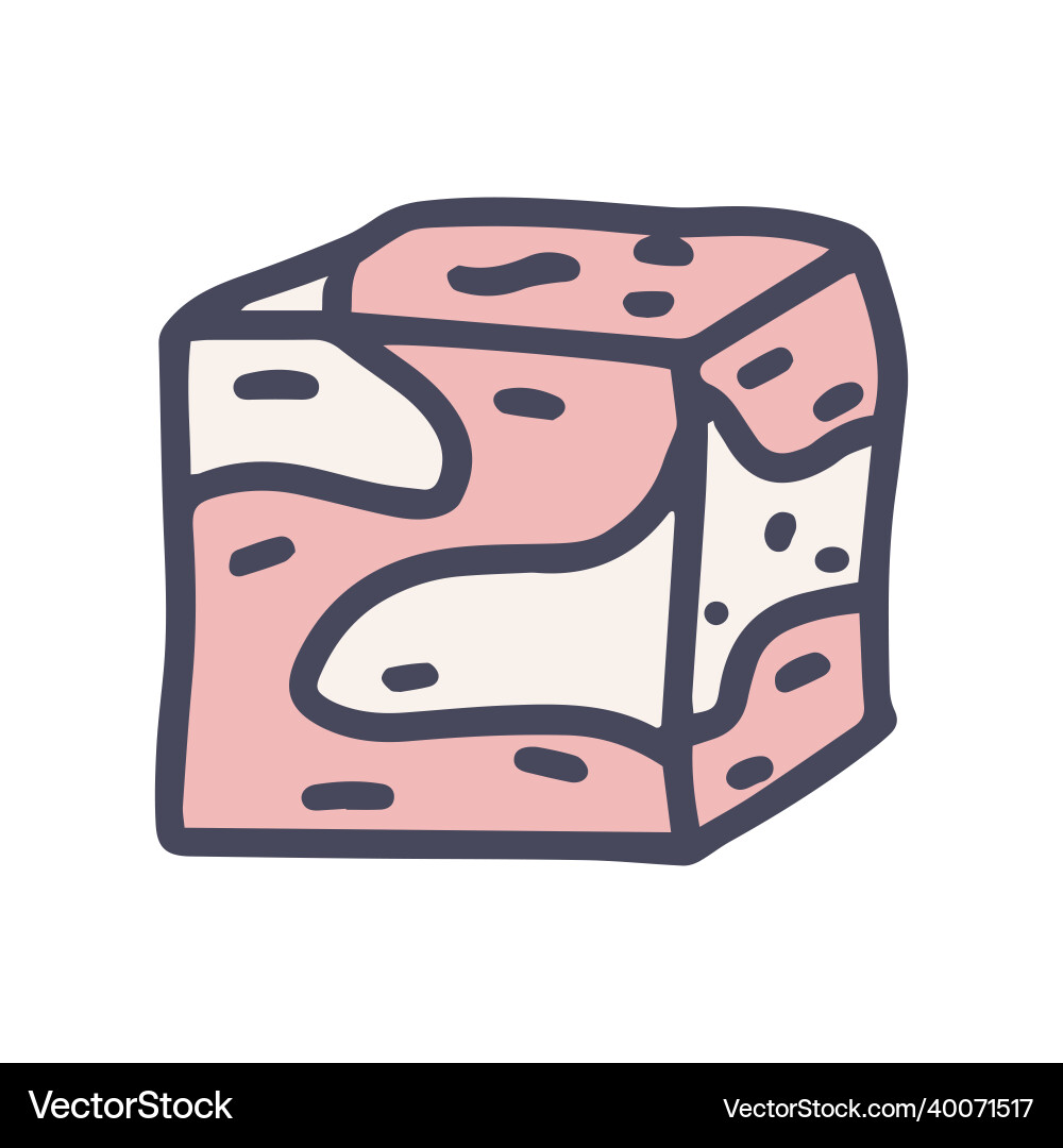 Meat cube color doodle simple icon Vector Image