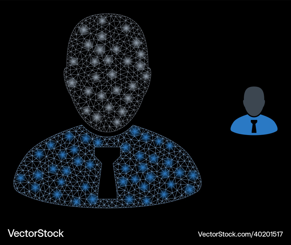 Mesh net chief with shiny network spots Mesh net chief with shiny network spots vector image