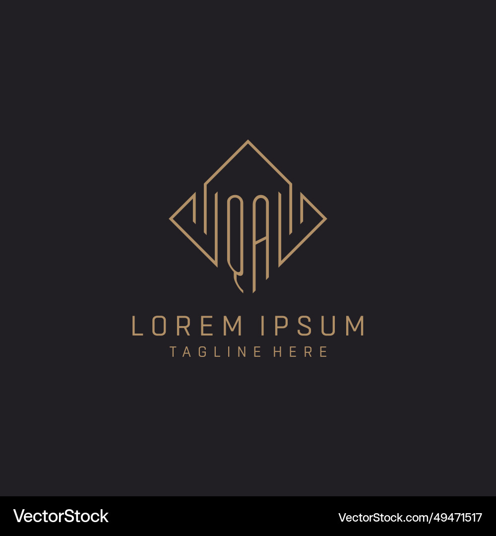 Monogram qa with rhombus line logo style luxury Vector Image