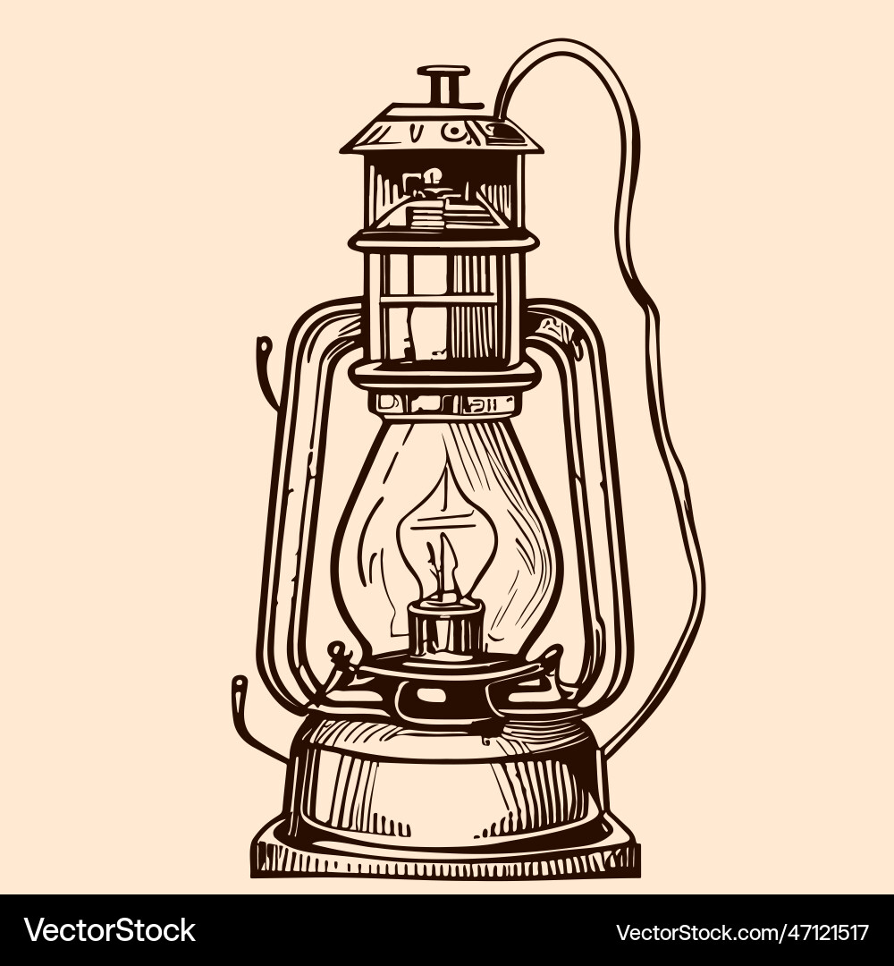 Retro Kerosin Lampe Hand gezeichnet Skizze in Doodle Retro Kerosin Lampe Hand gezeichnet Skizze in Doodle vektorbild