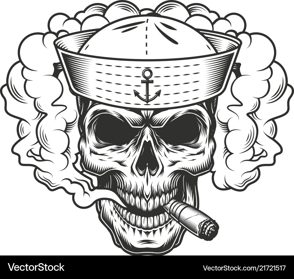 Sailor Skull in Smoke Vector Image