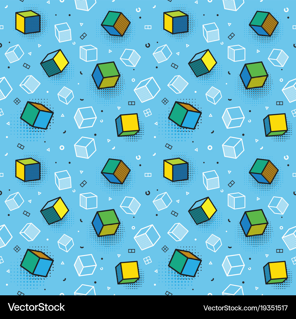 Seamless pattern colorful with 3d Vector Image