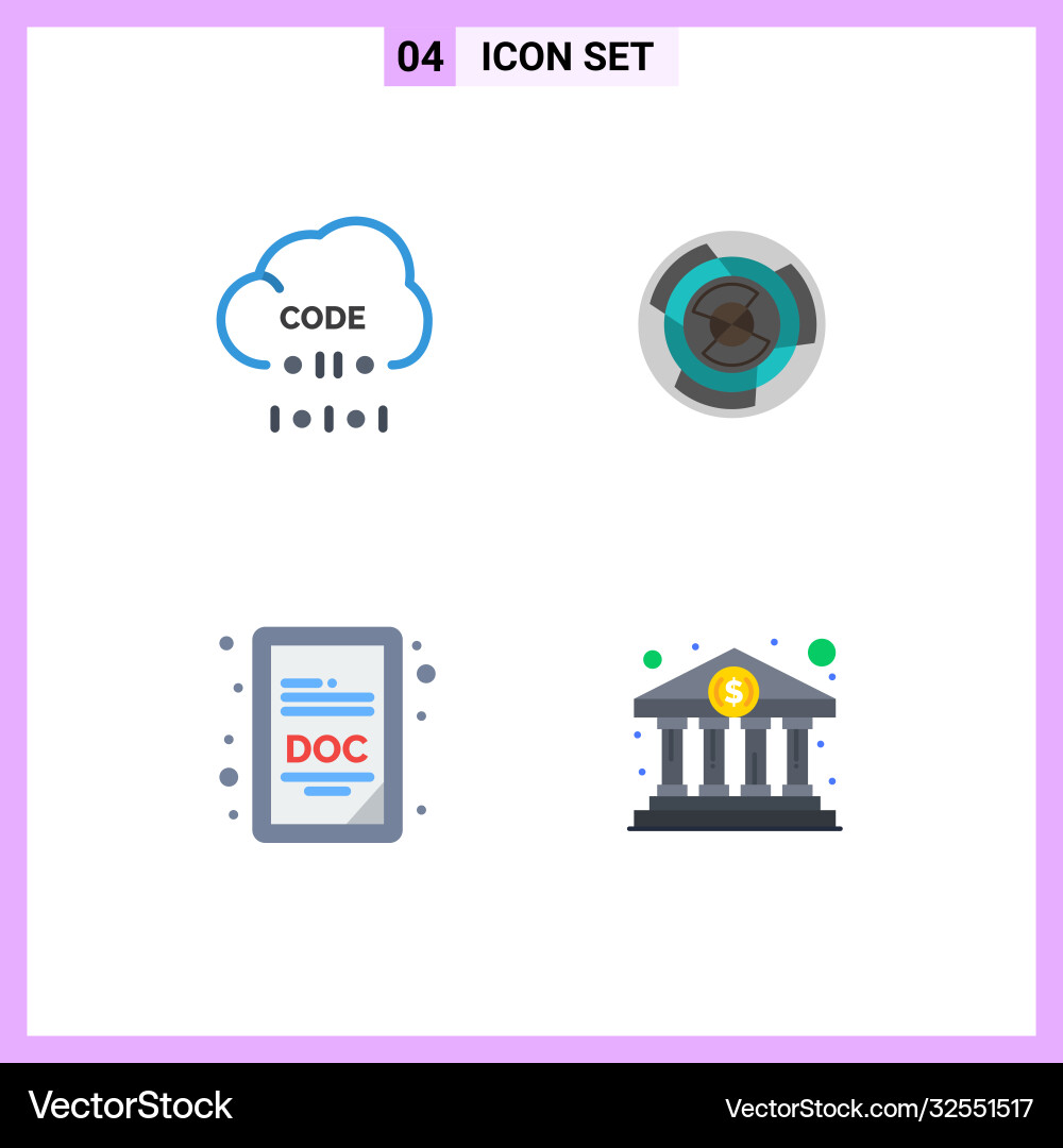 Set 4 flat icons on grid for cloud labyrinth Vector Image