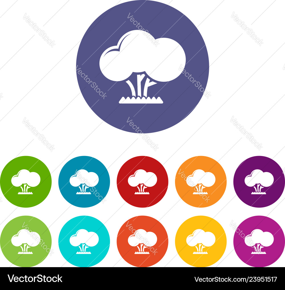Tree icons set color Vector Image