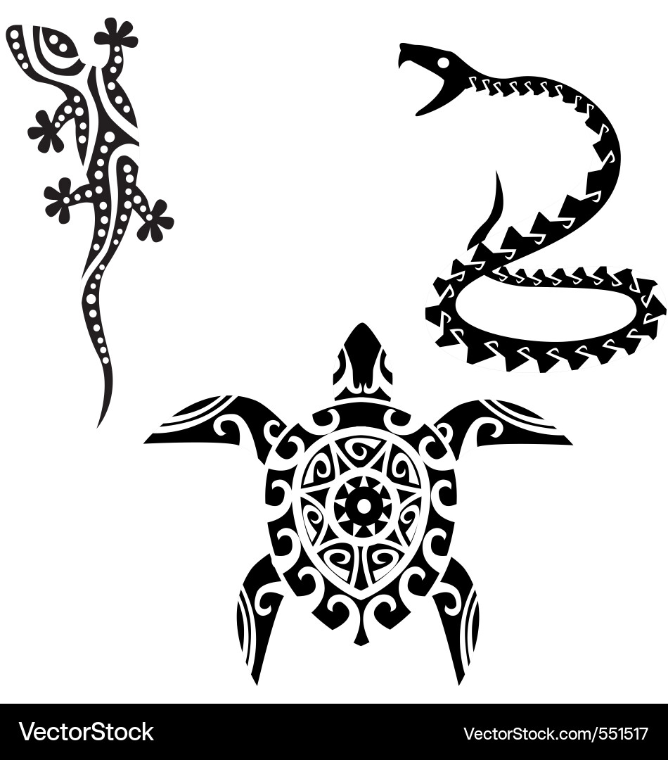Tribal Reptile Tattoo Art Vector Image