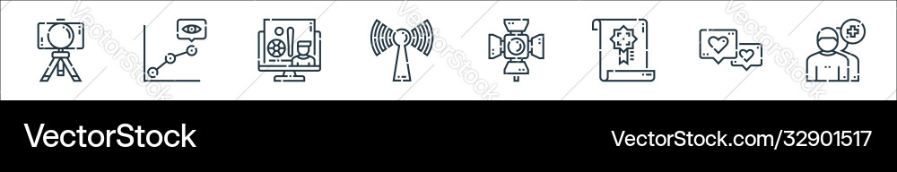 Videoblogger line icons linear set quality Vector Image
