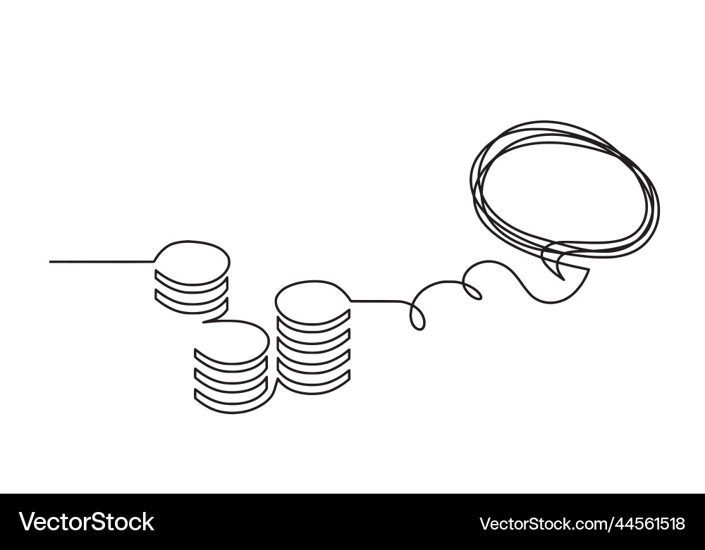 Abstract coins with comment as continuous lines vector image