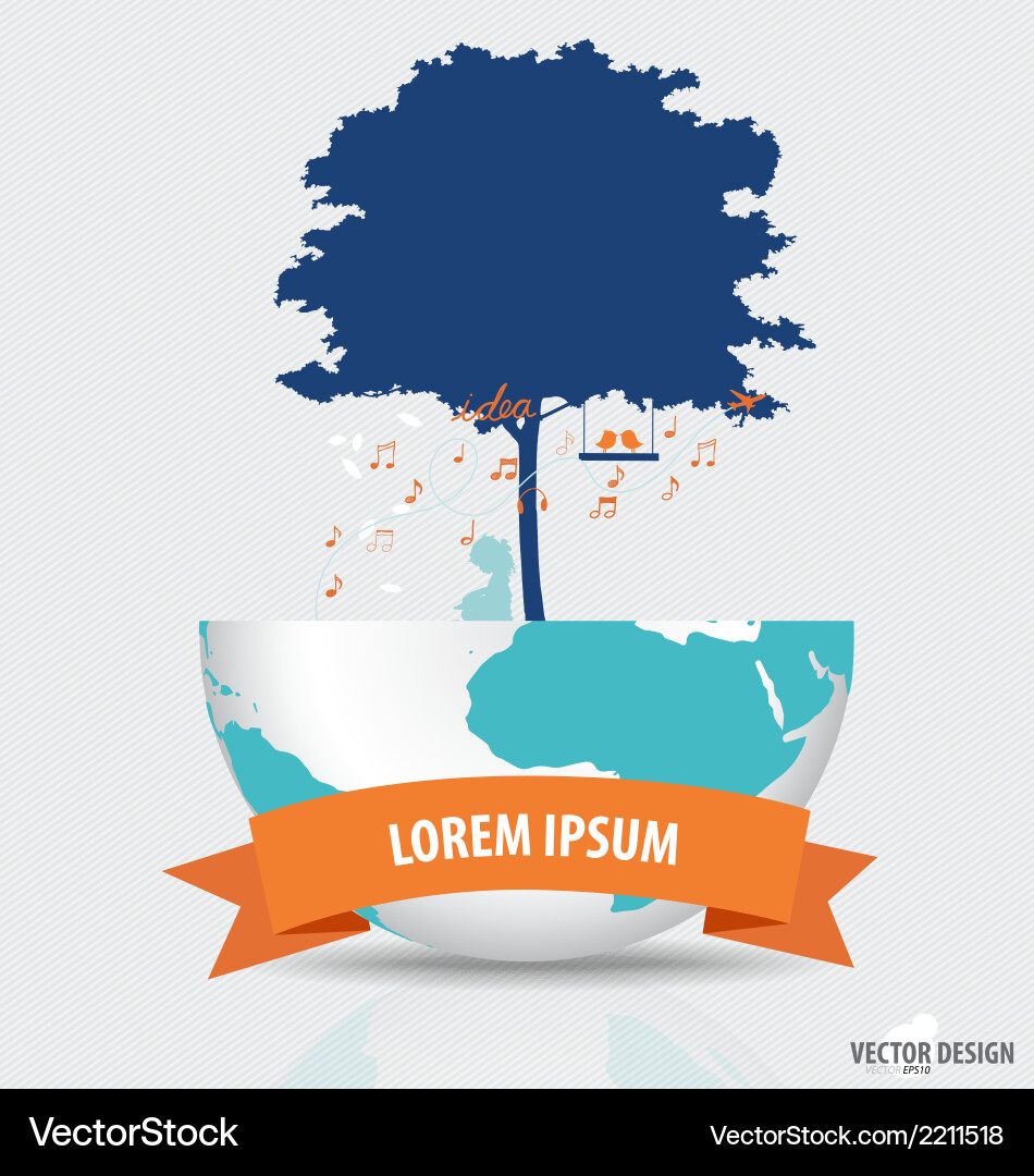 Abstract tree on a globe vector image