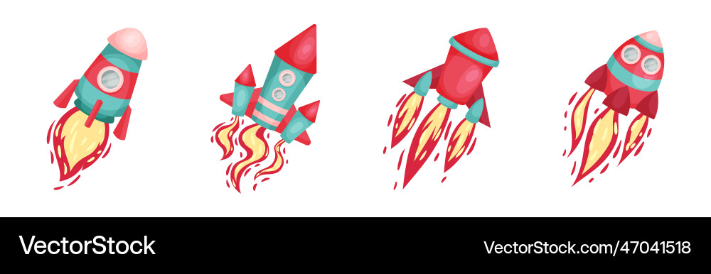 Bright space rocket with reactive booster Bright space rocket with reactive booster vector image