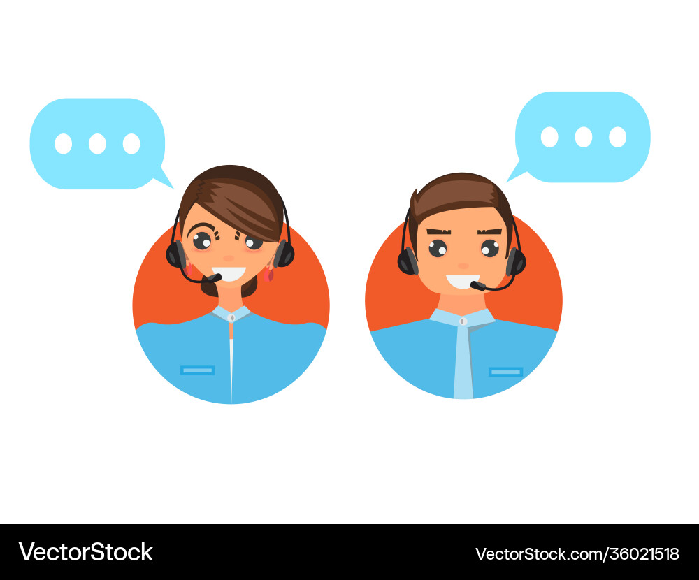 Call Center Operator with Headset vector image