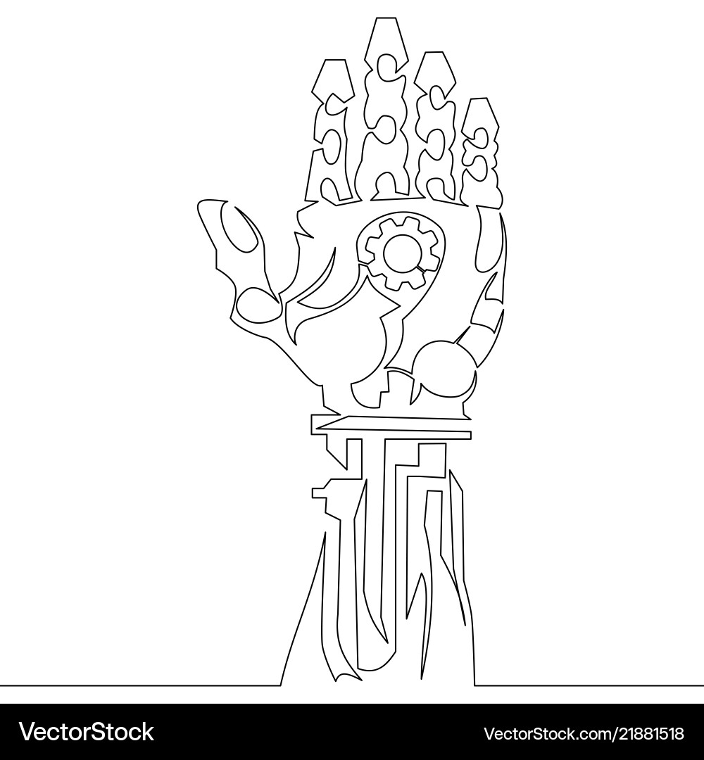 Continuous Line Robot Arm vector image