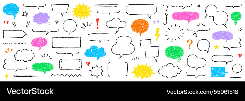 Crayon speech bubble text frame dialog balloon Crayon speech bubble text frame dialog balloon vector image