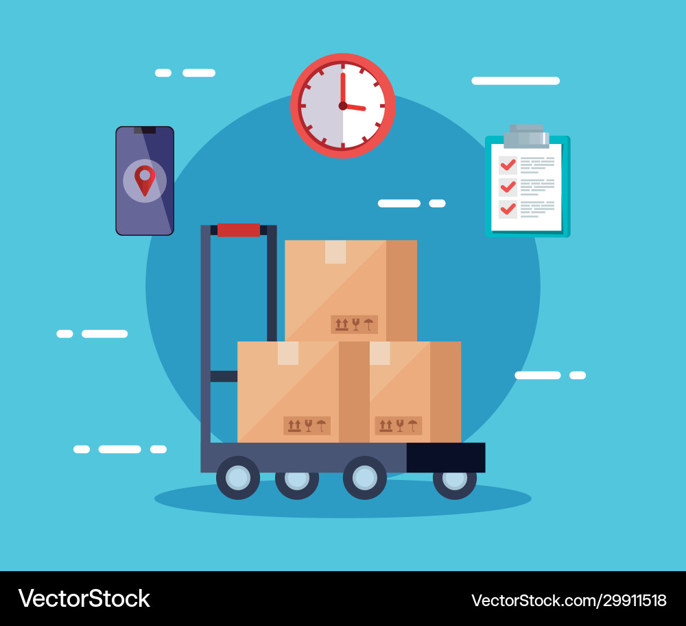 Delivery logistic service with boxes and icons Delivery logistic service with boxes and icons vector image