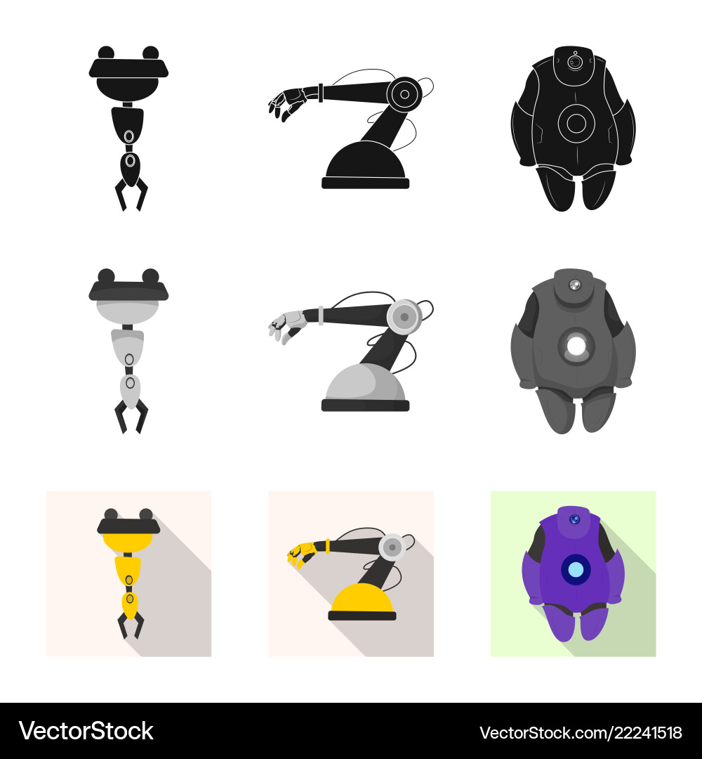 Design of robot and factory sign set vector image