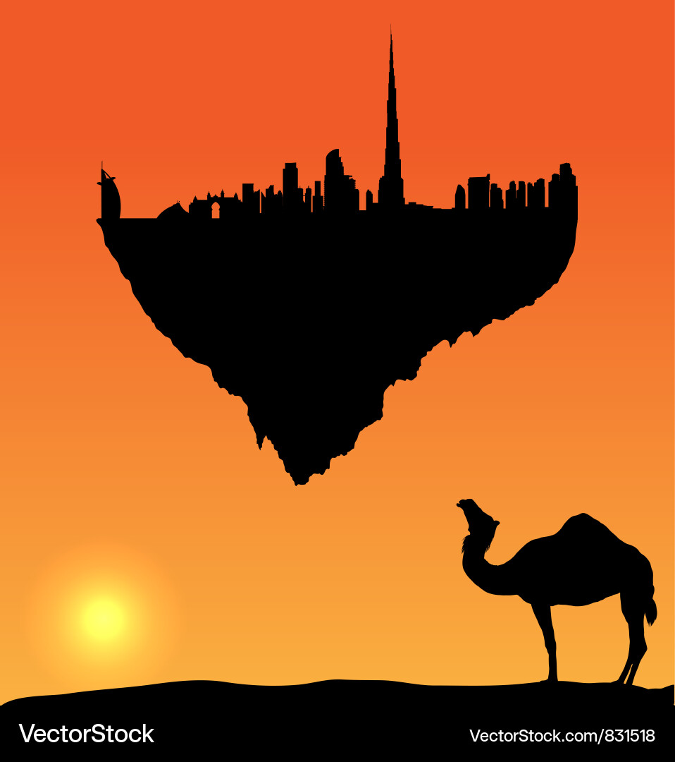 Dubai Skyline Silhouette Vector Image